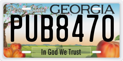 GA license plate PUB8470