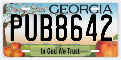 GA license plate PUB8642
