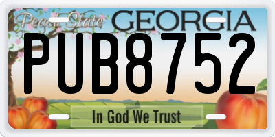 GA license plate PUB8752
