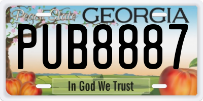 GA license plate PUB8887