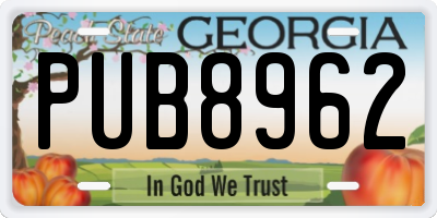 GA license plate PUB8962