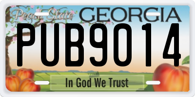GA license plate PUB9014
