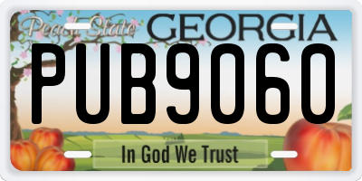 GA license plate PUB9060