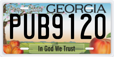 GA license plate PUB9120