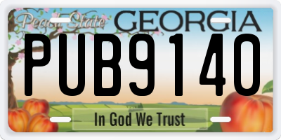 GA license plate PUB9140
