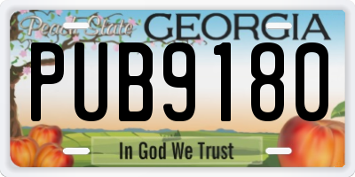 GA license plate PUB9180