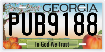 GA license plate PUB9188