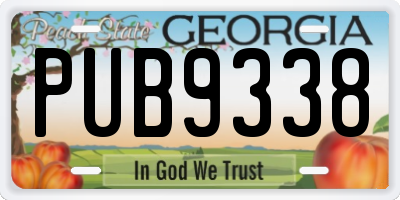 GA license plate PUB9338