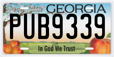 GA license plate PUB9339