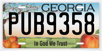 GA license plate PUB9358