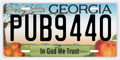 GA license plate PUB9440