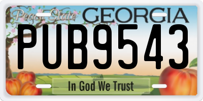 GA license plate PUB9543