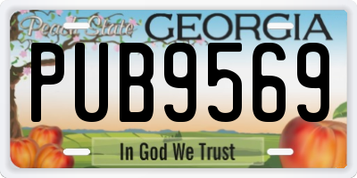 GA license plate PUB9569