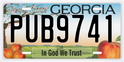 GA license plate PUB9741