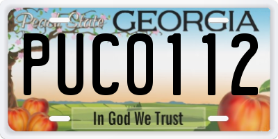 GA license plate PUC0112