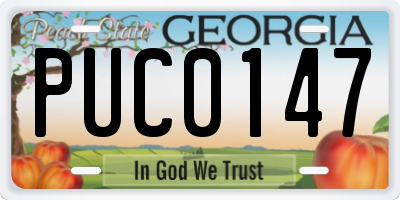 GA license plate PUC0147