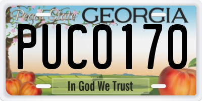 GA license plate PUC0170