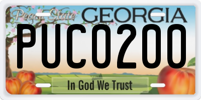 GA license plate PUC0200