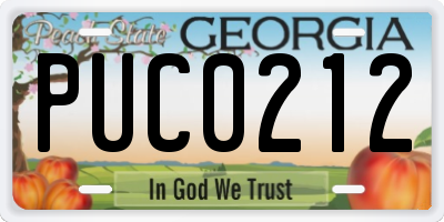 GA license plate PUC0212