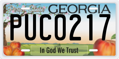 GA license plate PUC0217