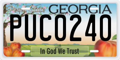 GA license plate PUC0240