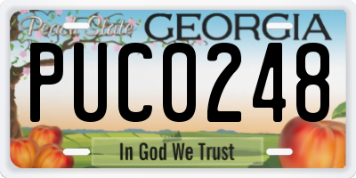 GA license plate PUC0248
