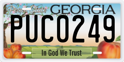 GA license plate PUC0249