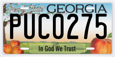 GA license plate PUC0275