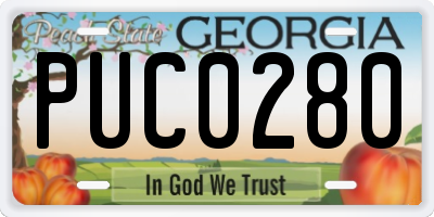 GA license plate PUC0280