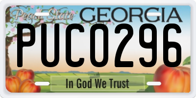 GA license plate PUC0296