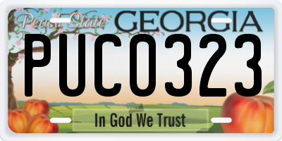 GA license plate PUC0323