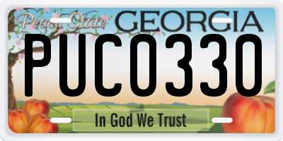 GA license plate PUC0330