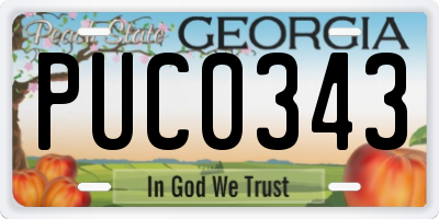 GA license plate PUC0343
