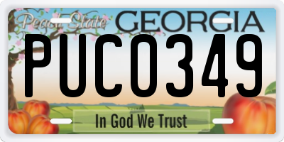 GA license plate PUC0349