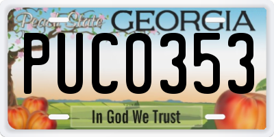 GA license plate PUC0353