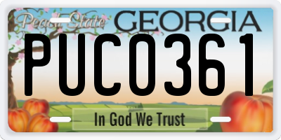 GA license plate PUC0361