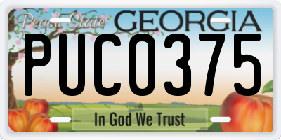 GA license plate PUC0375