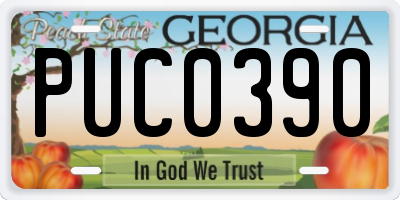 GA license plate PUC0390