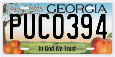 GA license plate PUC0394