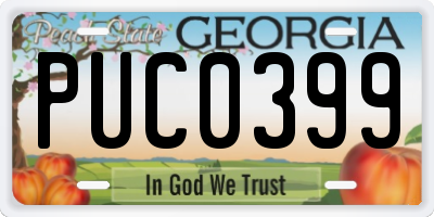 GA license plate PUC0399