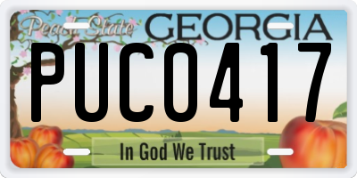 GA license plate PUC0417