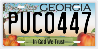 GA license plate PUC0447