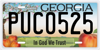 GA license plate PUC0525