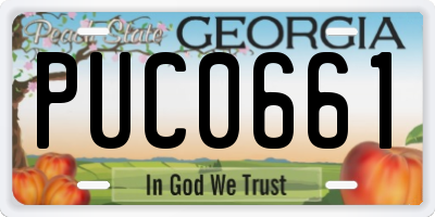 GA license plate PUC0661