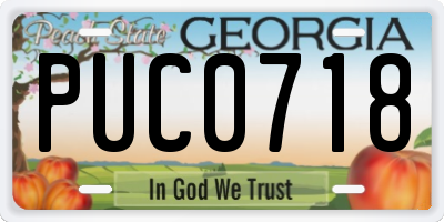GA license plate PUC0718