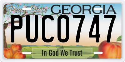 GA license plate PUC0747