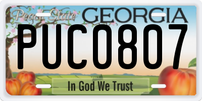 GA license plate PUC0807