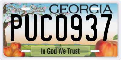 GA license plate PUC0937