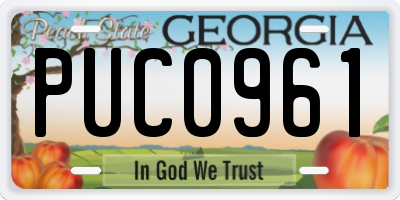 GA license plate PUC0961