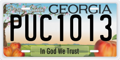 GA license plate PUC1013